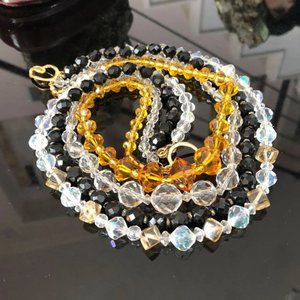 Upcycled Vintage Four-Strand Necklace, Mixed Beads, Czech Glass